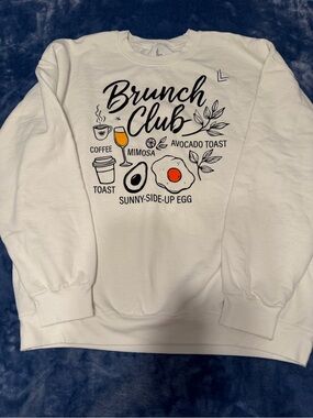 Life in Lilac Brunch Club Graphic Crewneck Sweatshirt - White